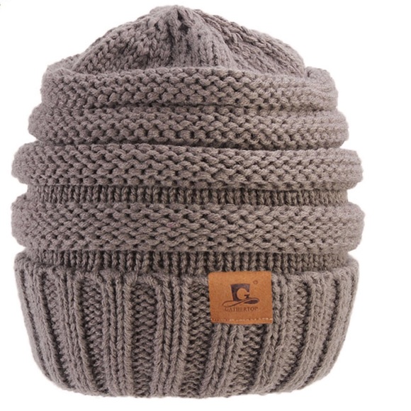 Soft chunky knit slouchy beanie- gray - Picture 2 of 2